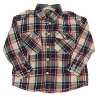 Smetanovo-tmavomodro/červená kostkovaná košile H&M