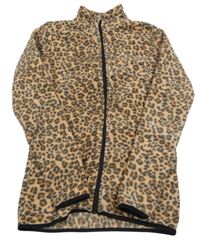 Světlehnědo-hnědo-černá vzorovaná fleecová propínací mikina Y.F.K.