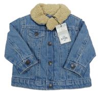 Nové - modrá riflová zateplená bunda s huňatým límečkem PRIMARK