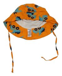 Oranžový UV zavazovací klobouk s nákladními auty 
