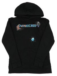 Černá mikina s Minecraft a kapsou a kapucí