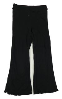 Černé žebrované flare teplákové kalhoty H&M