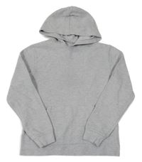 Šedá melírovaná žebrovaná mikina s kapsou a kapucí H&M