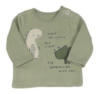 Světlekhaki fleecová mikina s dinosaury George