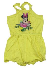 Žlutý bavlněný kraťasový overal s Minnie Disney