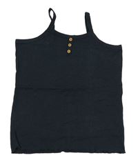 Tmavomodrý žebrovaný top s knoflíky Tu