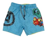 Modré melírované plážové kraťasy s Avengers Marvel