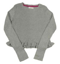 Šedý třpytivý žebrovaný crop svetr Aspen Kids