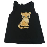 Černé tílko s kočkou H&M