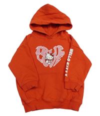 Červená tepláková šatová tunika s Hello Kitty a kapucí F&F