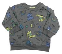Tmavošedá mikina s obrázky zn. Primark