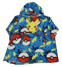 Modrá skvrnitá chlupatá oversize mikina s Pikachu s Pokébally a kapucí Matalan