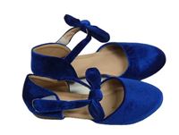 Safírové sametové střevíčky s mašlí vel. 34