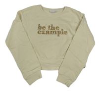 Béžová crop mikina s nápisem s kamínky Name it