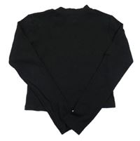 Černé žebrované crop triko se stojáčkem E-Vie