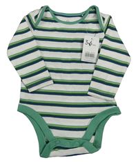 Nové - Bílo-zeleno-žluté pruhované body Mothercare