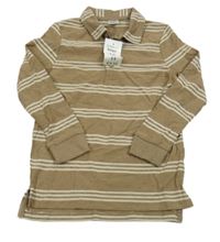 Nové - Hnědo-béžové pruhované polo triko Pep&Co