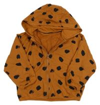Hnědá puntíkatá propínací oversize mikina s kapucí George