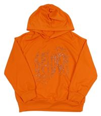 Oranžová mikina s kamínky a kapucí