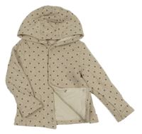 Béžová melírovaná puntíkatá zateplená propínací mikina s kapucí Matalan