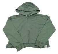 Khaki propínací crop mikina s kapucí George