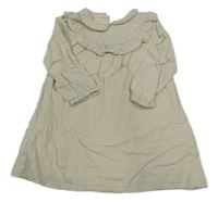 Béžovo-bílé kostkované šaty s volánem George