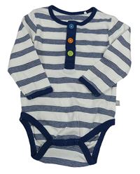 Bílo-tmavomodré pruhované body s knoflíky Liegelind