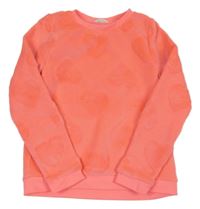 Neonově růžová chlupatá mikina se srdíčky H&M