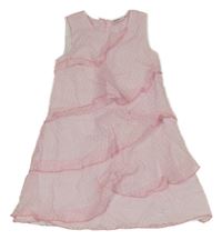 Světlerůžové květované vrstvené šaty