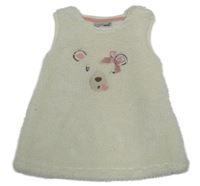 Smetanové chlupaté šaty s medvědem Ergee