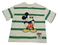 Smetanovo-zelené pruhované tričko s Mickeym H&M