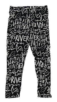 Černo-bílé vzorované legíny s nápisy River Island
