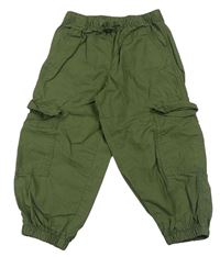 Khaki plátěné cuff cargo kalhoty Next