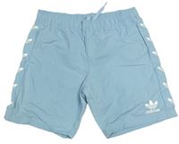 Světlemodré šusťákové kraťasy s logem Adidas