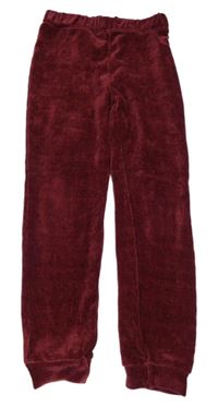 Vínové plyšové tepláky H&M