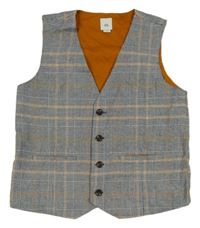 Šedo-hnědá kostkovaná společenská vesta River Island
