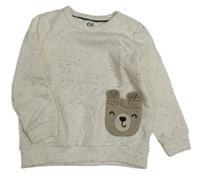 Smetanová melírovaná mikina s medvědem C&A