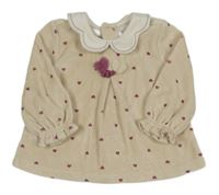 Smetanová sametová tunika se srdíčky a límečkem Mayoral