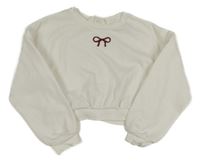 Bílá crop mikina s mašličkou H&M