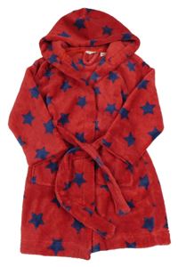Červený chlupatý župan s hvězdičkami a kapucí John Lewis