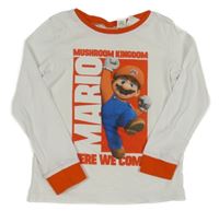 Bílo-oranžové pyžamové triko s Mariem 