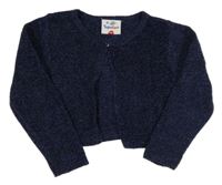 Tmavomodré třpytivé propínací žinylkové bolerko Topolino