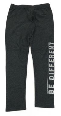 Tmavošedé melírované thermo legíny s nápisem Page one young