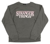 Tmavošedá mikina s nápisem - Stranger Things Primark