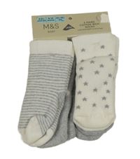 Nové - 4x bílo-šedé ponožky M&S