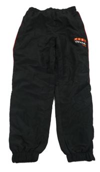 Černé šusťákové podšité kalhoty s nápisem 