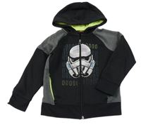 Černo-šedá propínací mikina se StarWars a kapucí 