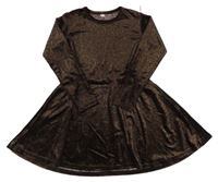 Hnědo-černé leopardí sametové šaty 