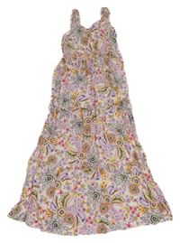 Bílo-barevné květované šaty 