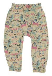 Smetanové tepláky s barevnými jednorožci Mothercare